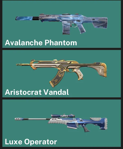 🌏AP 🎮 UNRANKED ✨ Avalanche Phantom ✨ Aristocrat Vandal ✨ Luxe Operator