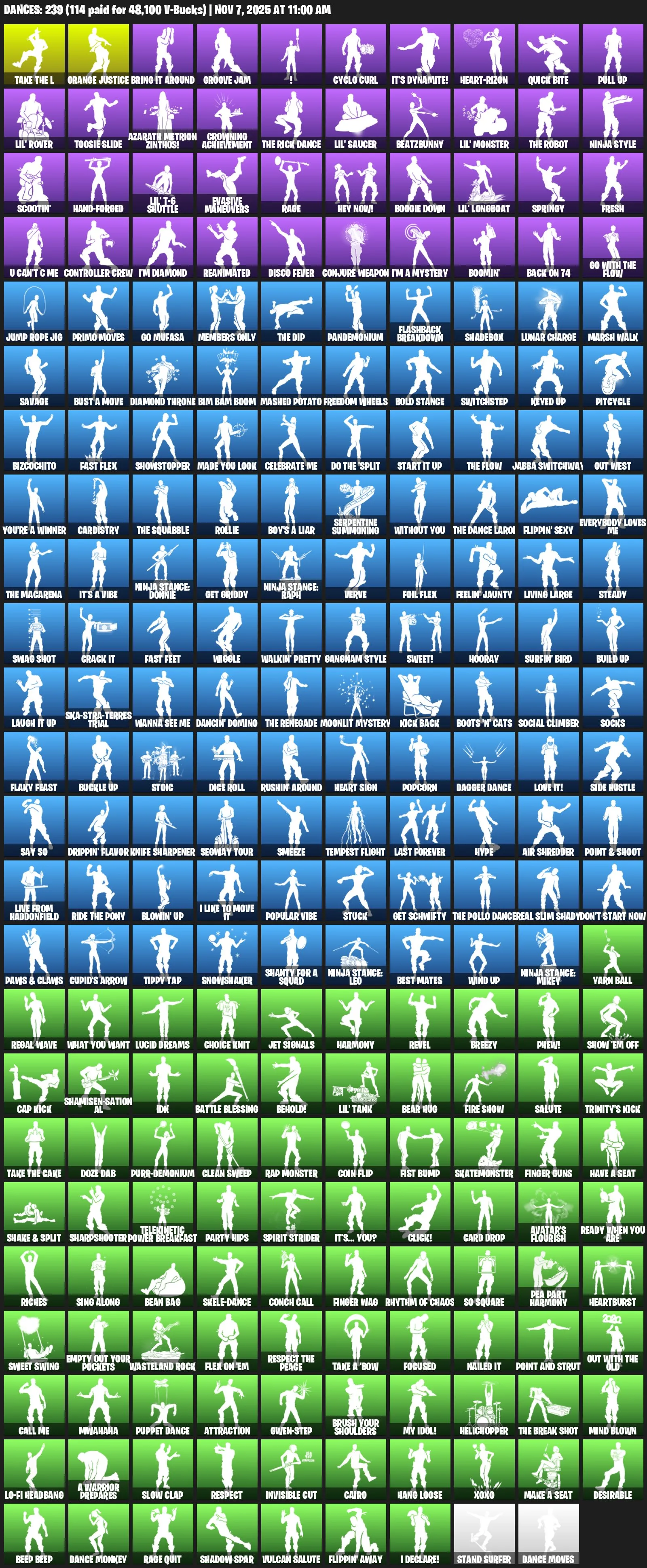 F845 347 Skins + Travis Scott, Elite Agent, Merry Mint Axe, Take The L, Otlega, 271 Pickaxes, 168 Gliders