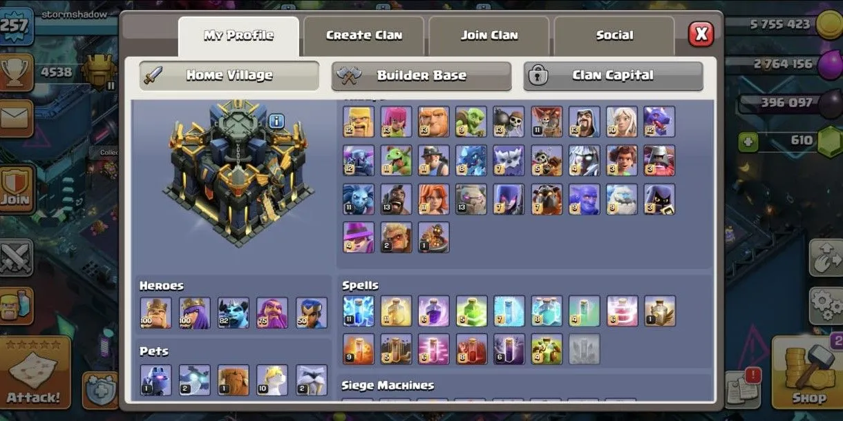 COC525 TH17 All Maxed Team Heroes All Maxed Strong Defense Glowing Skin Many Trainings High-Level Equipment (G)