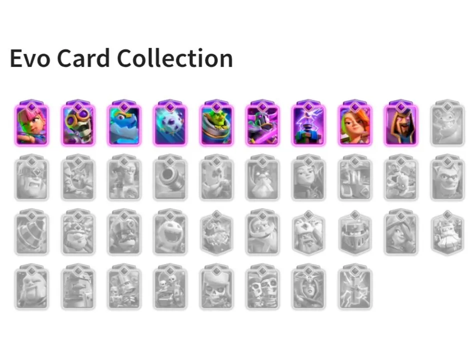 CR560 Hero Knight, BP Tower Skin, 9 Evo Cards, 10k Trophies, 200k Gold, 1000 Gems, 67 Emotes, 4 Tower Skins, 50 Banners, Strong Level 15 Deck