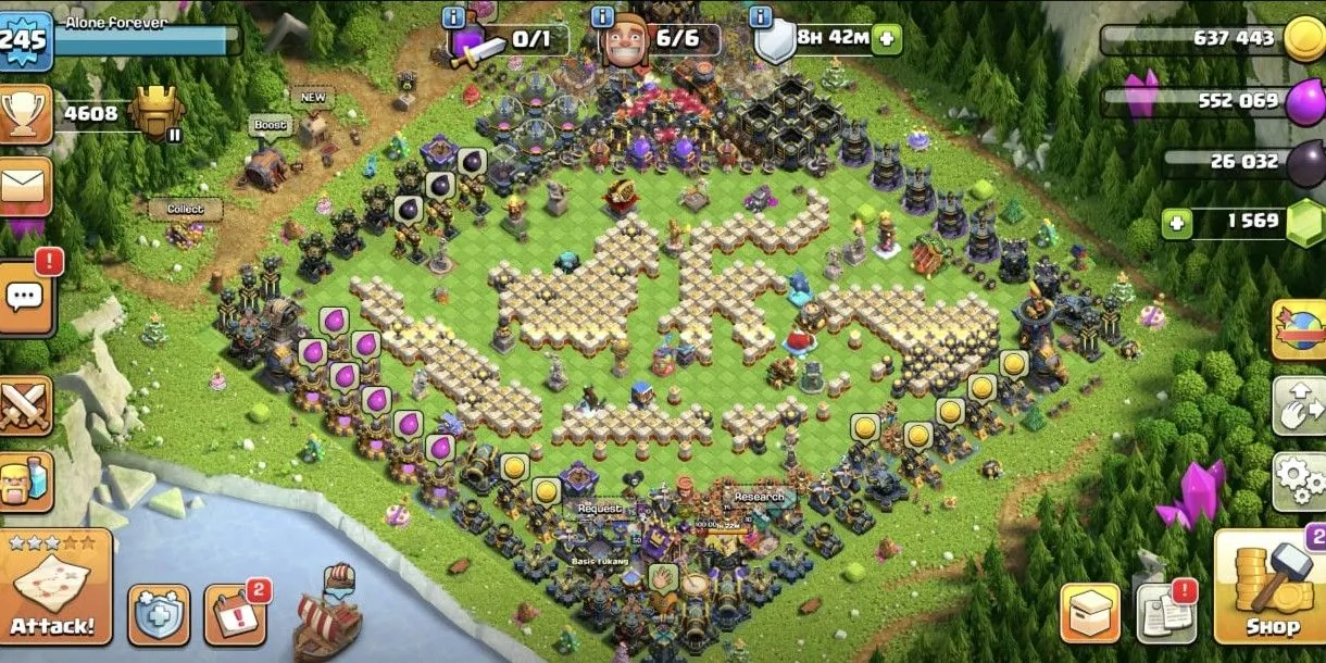 COC535 TH17 SULTAN ALLMAXED ALL TROOPS DEFENSE HERO ANIMAL MAX EQUIPMENT EXPENSIVE BACKGROUND SKIN (G)