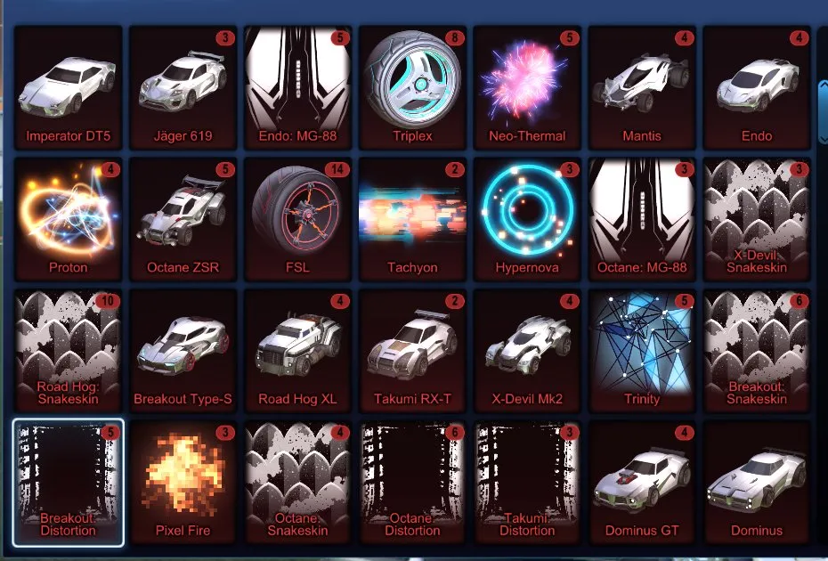STOCK491 // Luxury Account – Titanium White Octane, Fennec, Black & Titanium White Tactical Nuke, Black & Titanium White Apex, 200