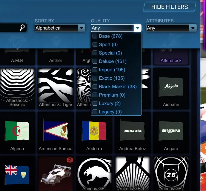 STOCK443 //Fennec, Black Standard Boost, 63 Cars, 38 Black Market, Painted Hotshot, Paladin, Voltaic, Lobo, Finny, Party Time, Mainframe