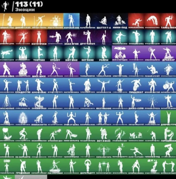 F1104 Cybersport, Evi, 134 Skins, BP 21–32 Seasons, 160 Pickaxes, 113 Emotes (G)