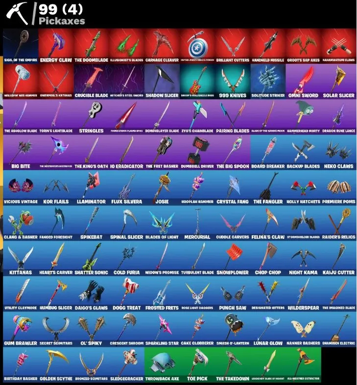 F1033 72 Skins Account: Renzo The Destroyer, The Cube Queen, Era, Malik, The Imagined, Clark Kent (Superman), Energized Godzilla