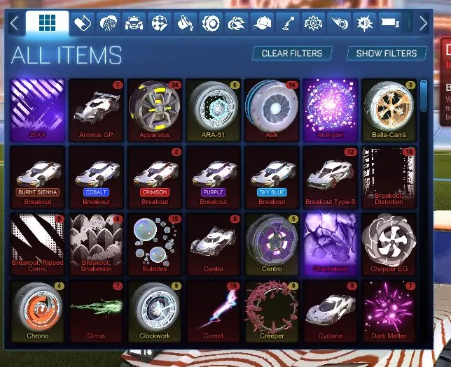 STOCK410 //Fennec, Over 80 Cars, 500+ Exotic Drops, Painted Hotshot, Dominus, Endo, 20+ Painted Octanes, Draco, Dynamo, Mainframe, Dissolver, Popcorn, Parallax, Juiced, Zomba, Stella, Santa Fe