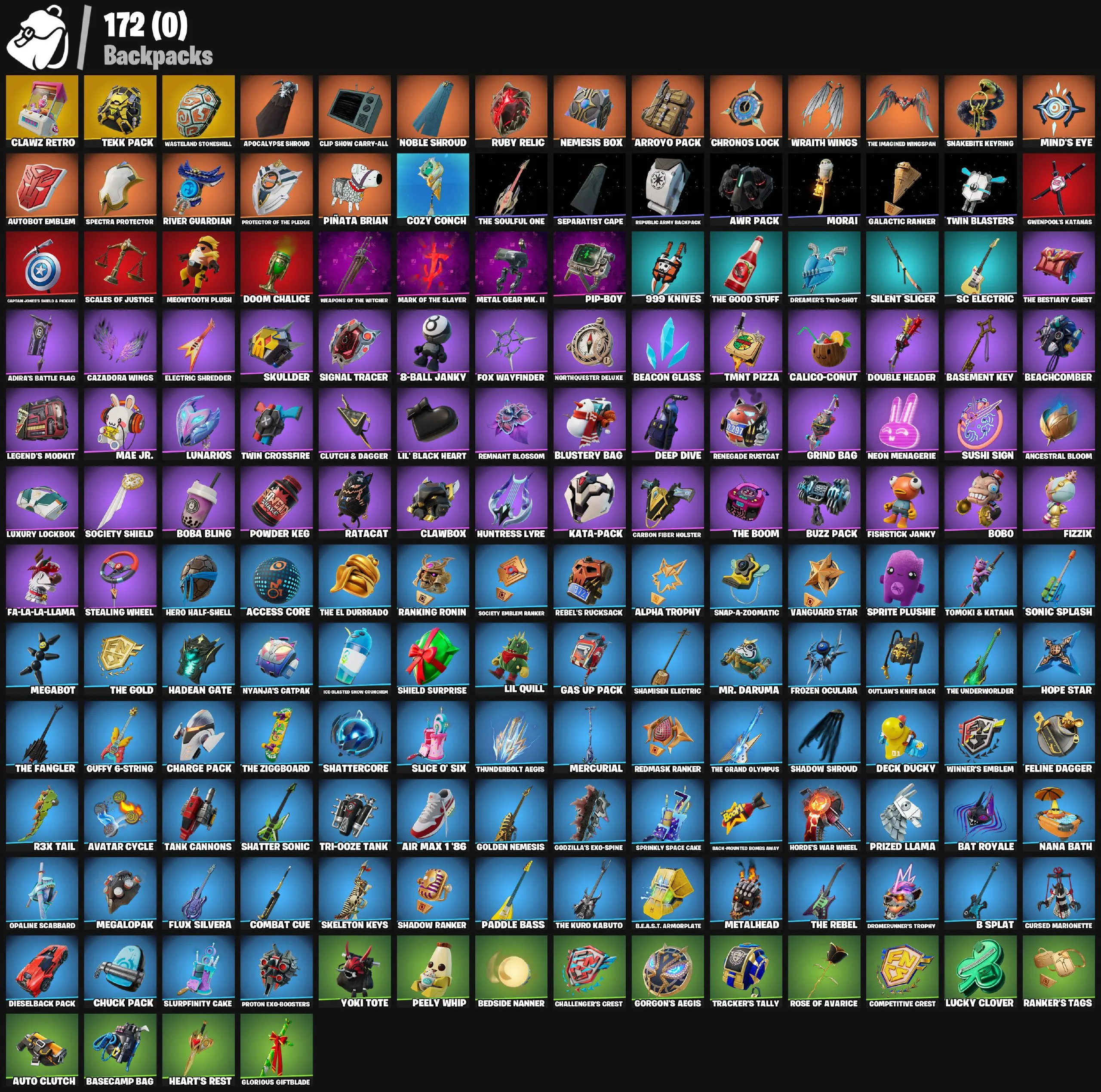 F1189 87 Skins, Backblings & Max Styles – Includes Ultra-Rare Lina Scorch, Spectra Knight, Era, Hades, Peter Griffin, Renzo the Destroyer 