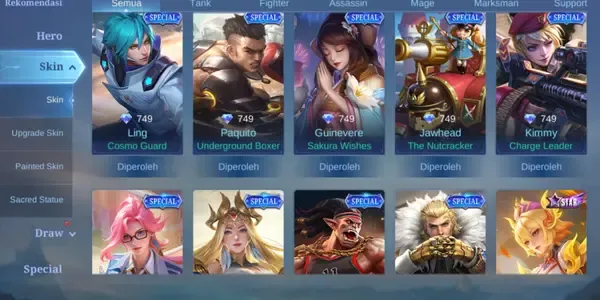ML583 85 Heroes | 144 Skins | Collector Natalia | KOF Karina | Starlight Zhuxin | Epic YSS Lancelot Gusion Kimmy Layla Moskov Nana Freya Zilong Aldous Saber Kagura