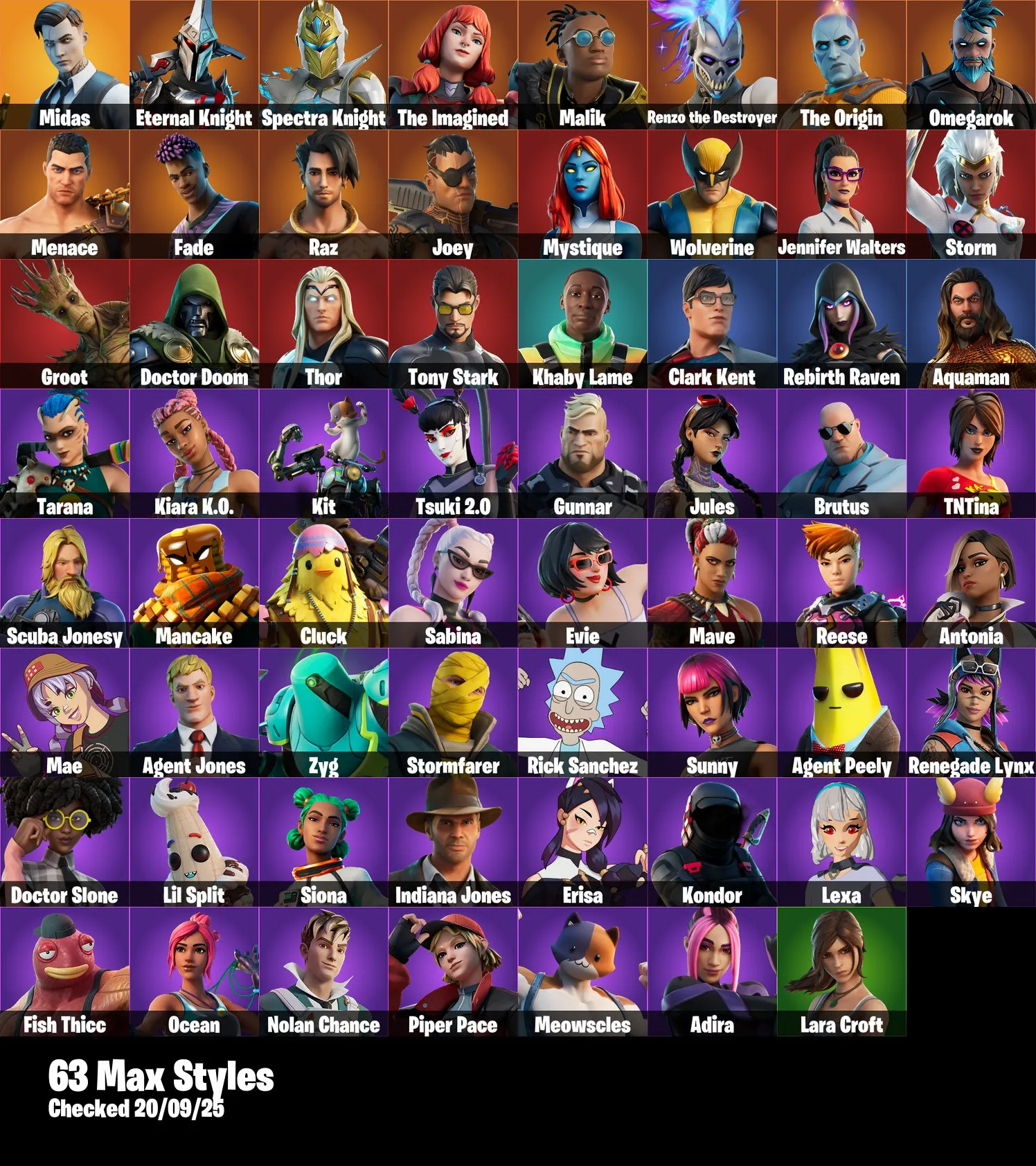 F1139 103 Skins | Midas | Eternal Knight | Spectra Knight | Spire Assassin | The Imagined | Malik | Predator | Renzo the Destroyer