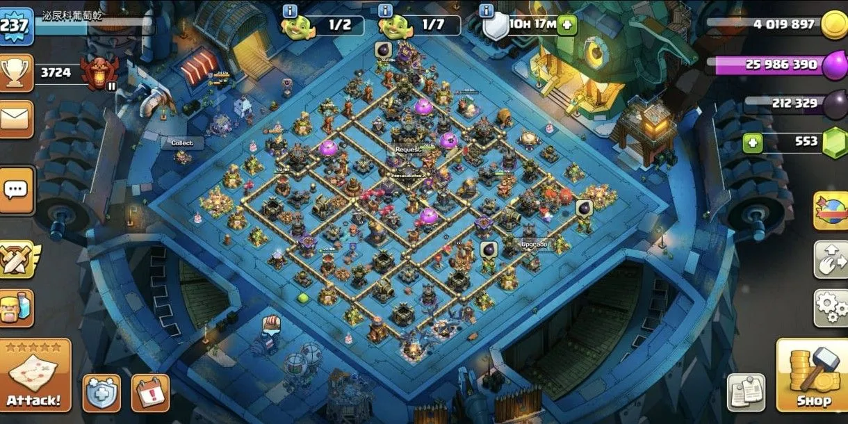 COC526 TH17 All Maxed Heroes Strong Fence Defense Glowing Background High Equipment Strong Troops and Pets (G)