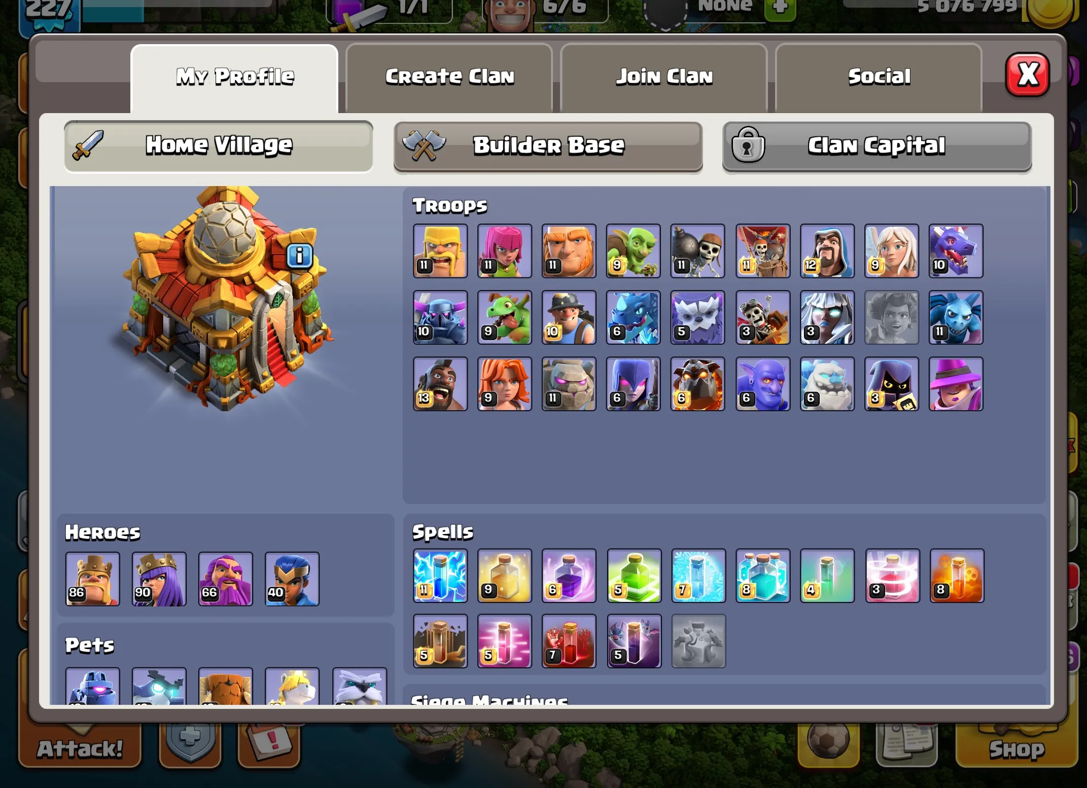 LS815-TH16-NICE PETS-XP 227-BK86 AQ90 GW66 RC40-6 BUILDERS-NICE TROOP-GOOD MAGIC ITEMS-MAX HERO Builder Base-SOME SKINS HERO