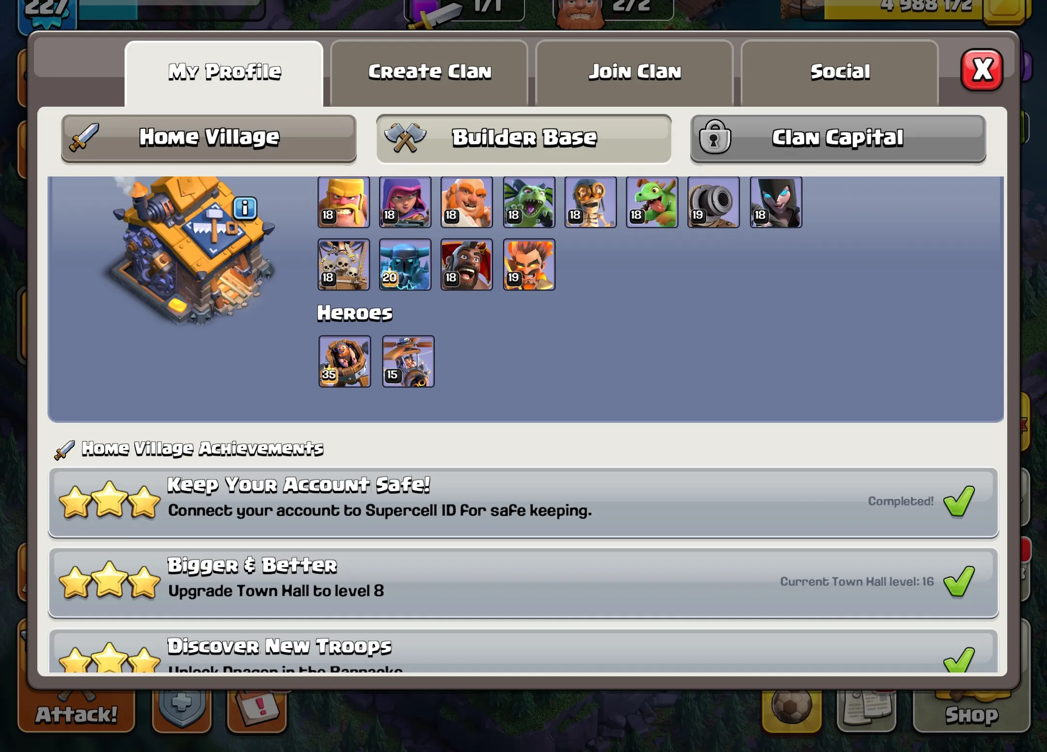 LS815-TH16-NICE PETS-XP 227-BK86 AQ90 GW66 RC40-6 BUILDERS-NICE TROOP-GOOD MAGIC ITEMS-MAX HERO Builder Base-SOME SKINS HERO