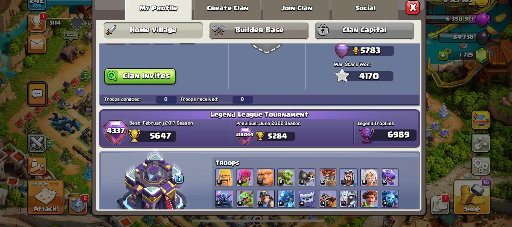 LS823-RARE ACCOUNT-Full Christmas Tree 2013 to 2023-Nearly Max TH15-BK86 AQ88 GW65 RC36-NICE TROOPS-GOOD WALL-4K1 WAR STAR-GOOD BASE