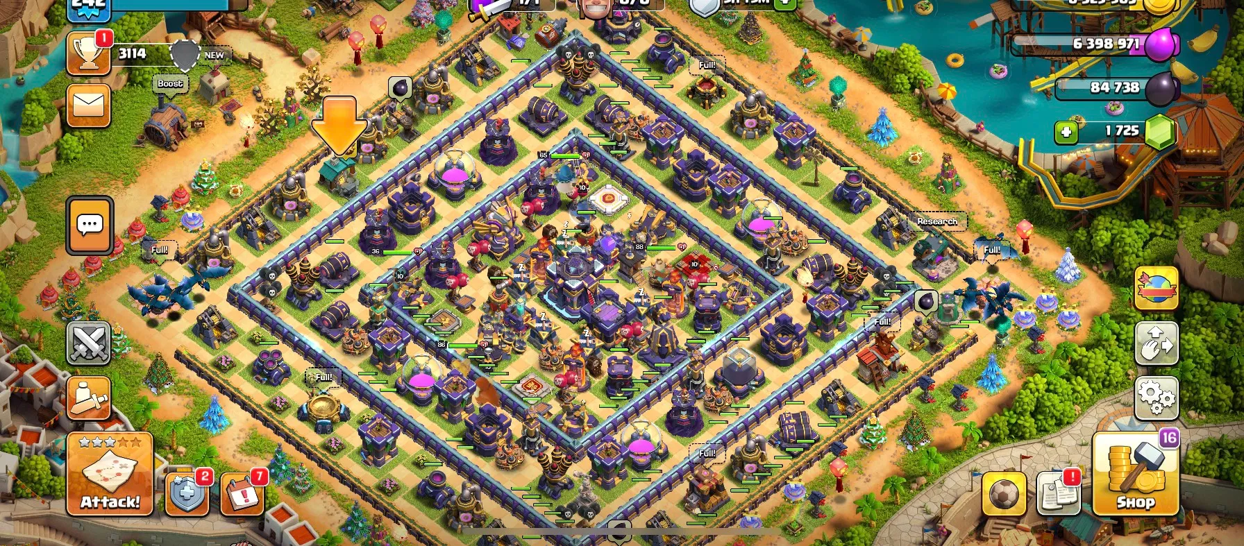 LS823-RARE ACCOUNT-Full Christmas Tree 2013 to 2023-Nearly Max TH15-BK86 AQ88 GW65 RC36-NICE TROOPS-GOOD WALL-4K1 WAR STAR-GOOD BASE