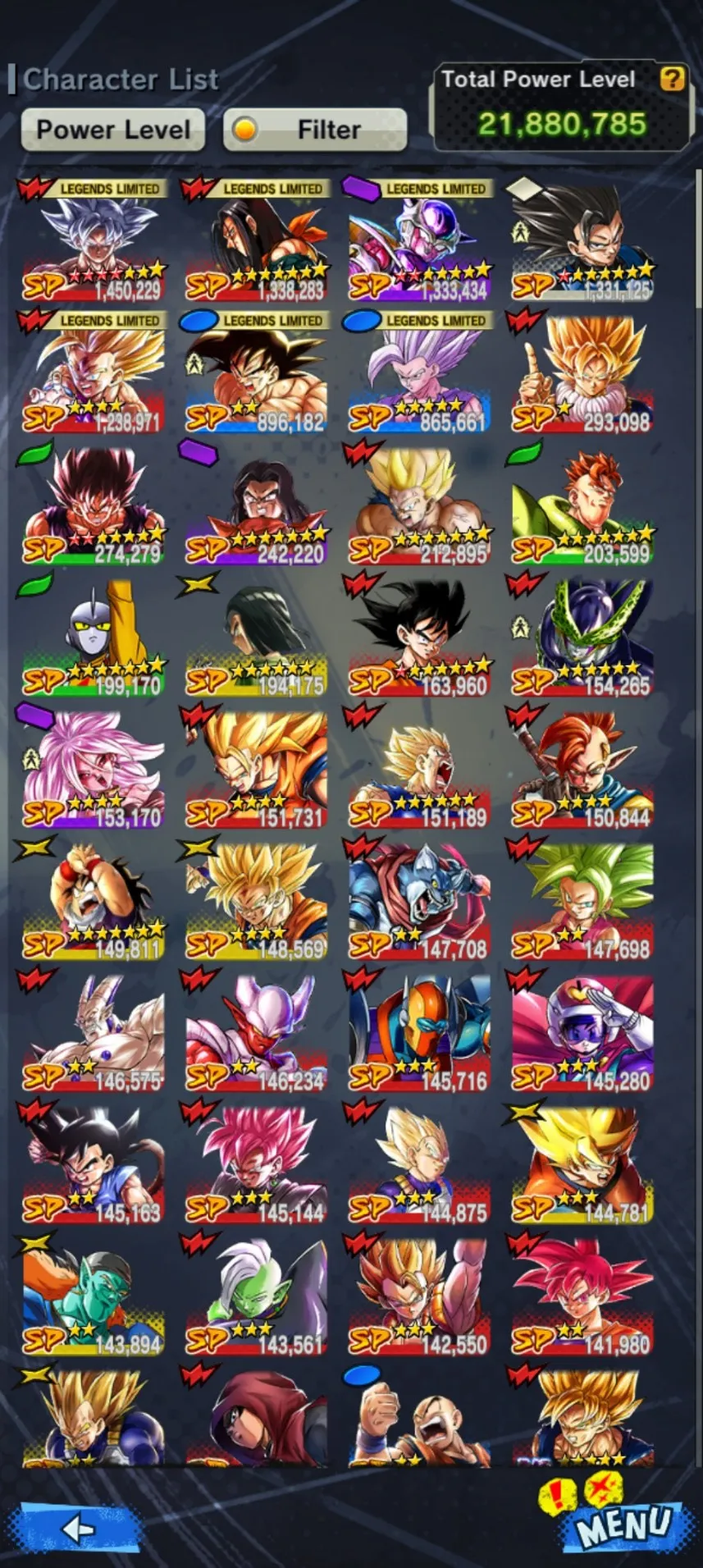 IOS+Android-LF-Goku Uis 11 Red Star-Super 17-Beast Gohan-Frieza-Trunks and Vegeta-SS 2 Gohan-Android 21-Good Sparking-Have Equipment-DR388
