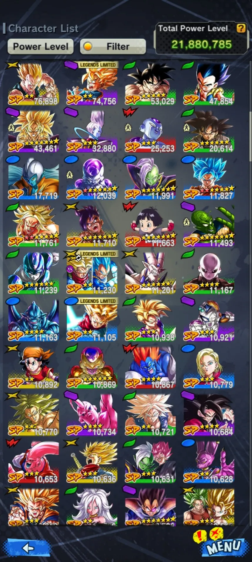 IOS+Android-LF-Goku Uis 11 Red Star-Super 17-Beast Gohan-Frieza-Trunks and Vegeta-SS 2 Gohan-Android 21-Good Sparking-Have Equipment-DR388