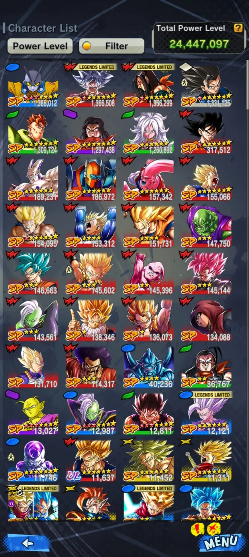 IOS+Android-Goku Uis 8 Red Star-Super 17 8Star-Beast Gohan-Nappa-Android 21:Good-Android 16-Good Sparking-Have Equipment-DR389