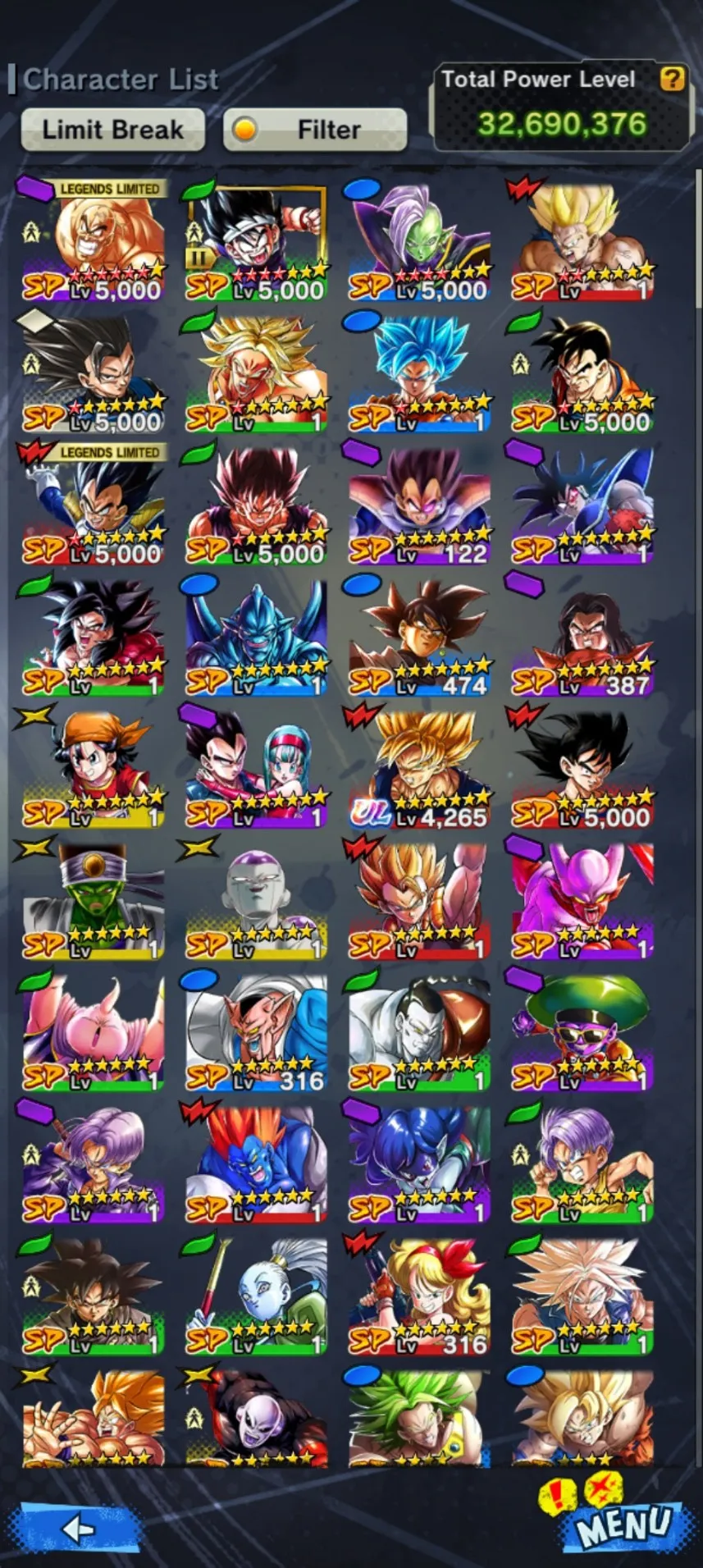 IOS+Android-Level 162-Nappa 13 star+Vegeta+Goku Uis+Trunks and Vegeta+Goku GT+SS God Goku blue+Jiren Zenkai)-Good Zenkai+Sparking-Good Equipment-DR409