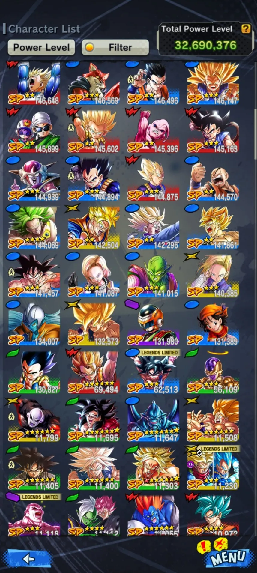 IOS+Android-Level 162-Nappa 13 star+Vegeta+Goku Uis+Trunks and Vegeta+Goku GT+SS God Goku blue+Jiren Zenkai)-Good Zenkai+Sparking-Good Equipment-DR409