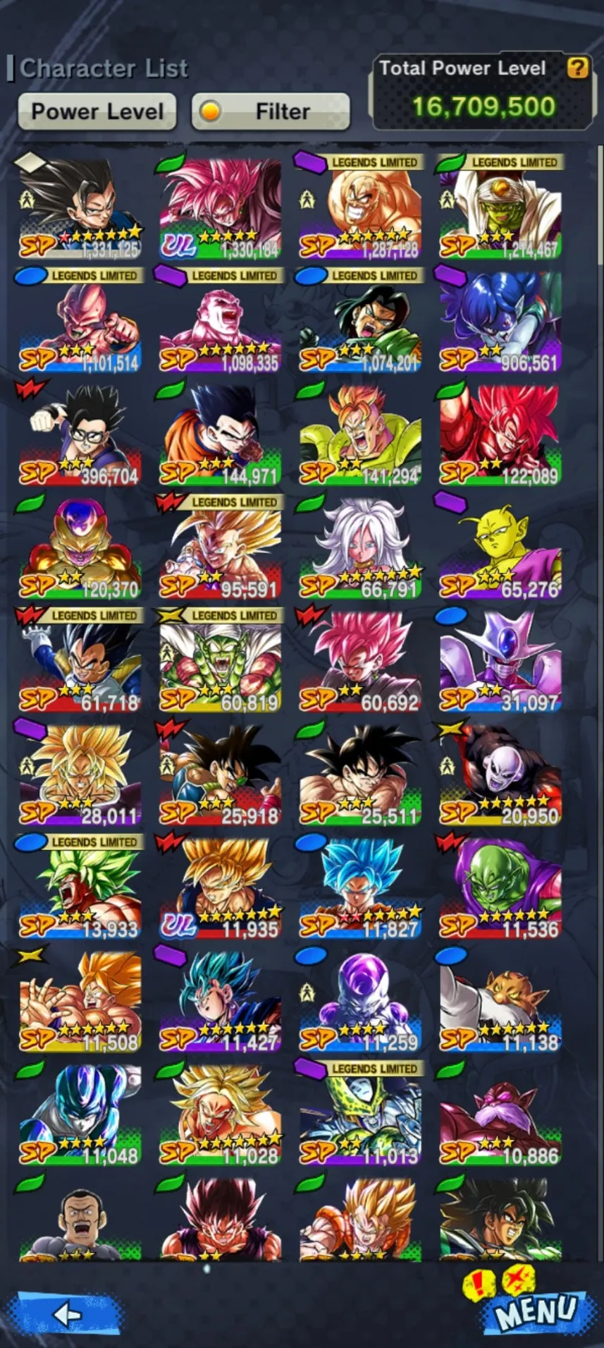 IOS+Android+UL Rose+Legends Limited(Pikkon+Nappa+Android 17+Jiren Zenkai+Buu Kid+Cell+Broly)-Android 21:Good-Have Equipemnt-DR426