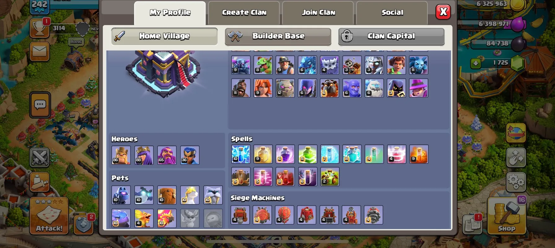 LS823-RARE ACCOUNT-Full Christmas Tree 2013 to 2023-Nearly Max TH15-BK86 AQ88 GW65 RC36-NICE TROOPS-GOOD WALL-4K1 WAR STAR-GOOD BASE
