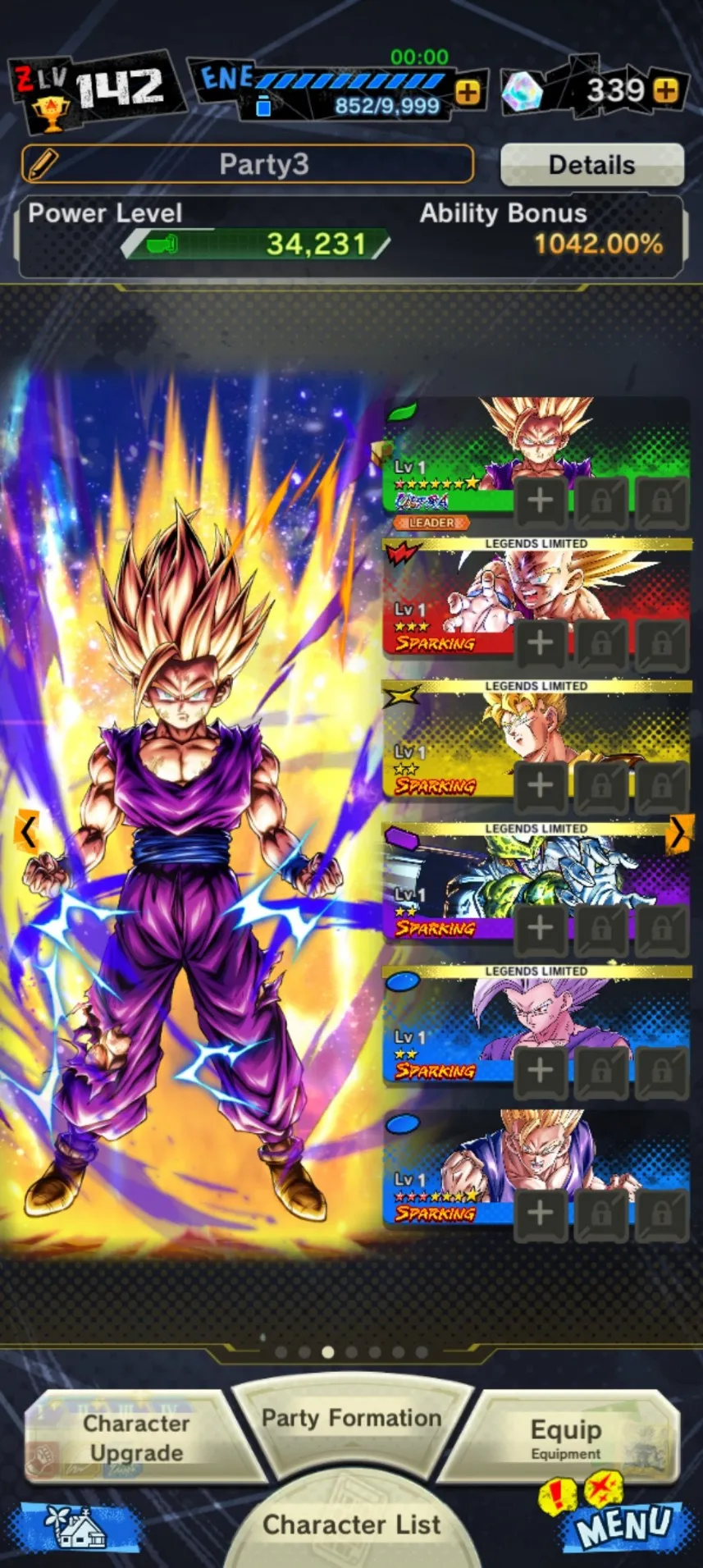 IOS+Android-UL SS 2 Gohan 8 Star-Beast Gohan+SS Gohan-SS 2 Gohan+Cell-Have Equipment-DR489