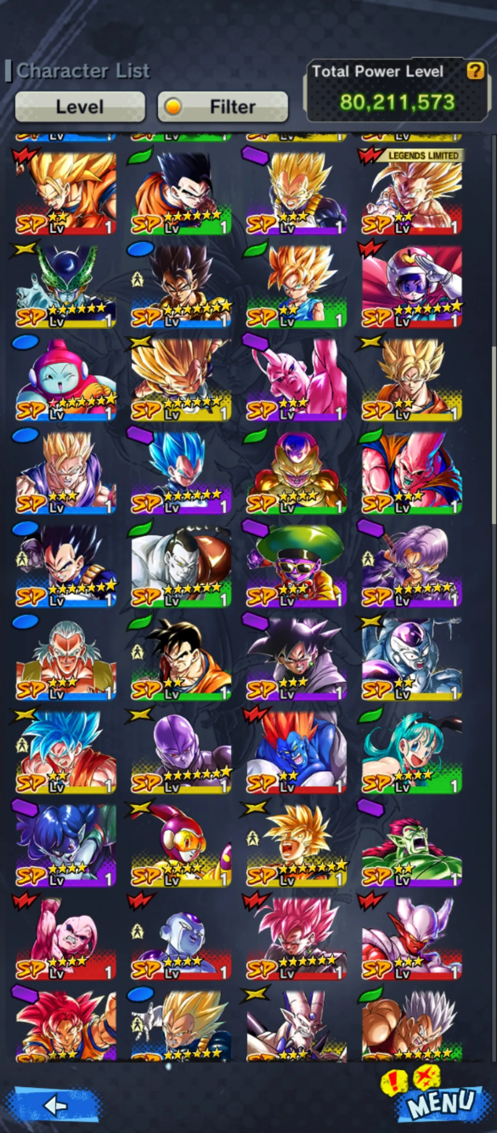 IOS+Android-VIP Team GT-20 Legends Limited(Goku GT Full Red star+SS4 Gogeta+SS3 Goku+SS4 Goku and Vegeta+Goku Kid)-Nice Equiment+Many Sparking Good star-DR517