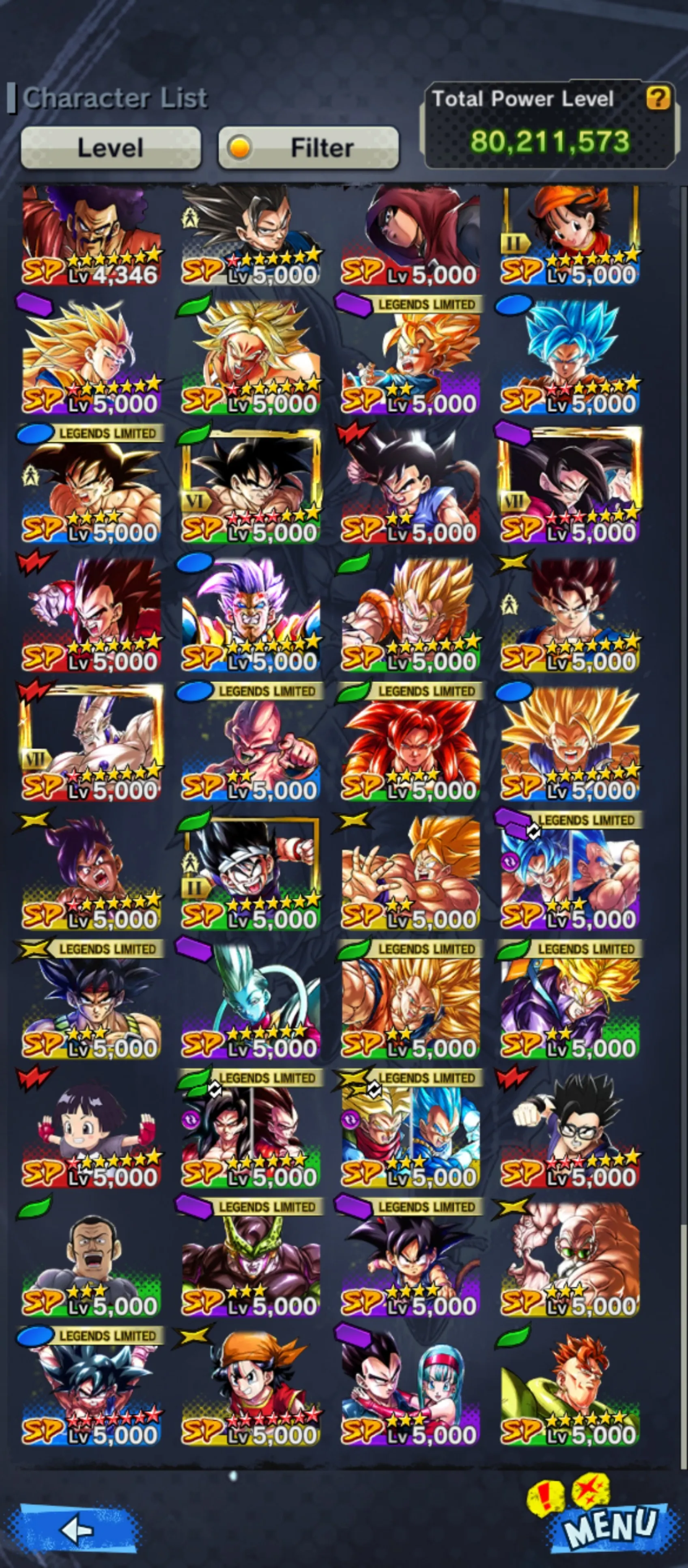 IOS+Android-VIP Team GT-20 Legends Limited(Goku GT Full Red star+SS4 Gogeta+SS3 Goku+SS4 Goku and Vegeta+Goku Kid)-Nice Equiment+Many Sparking Good star-DR517