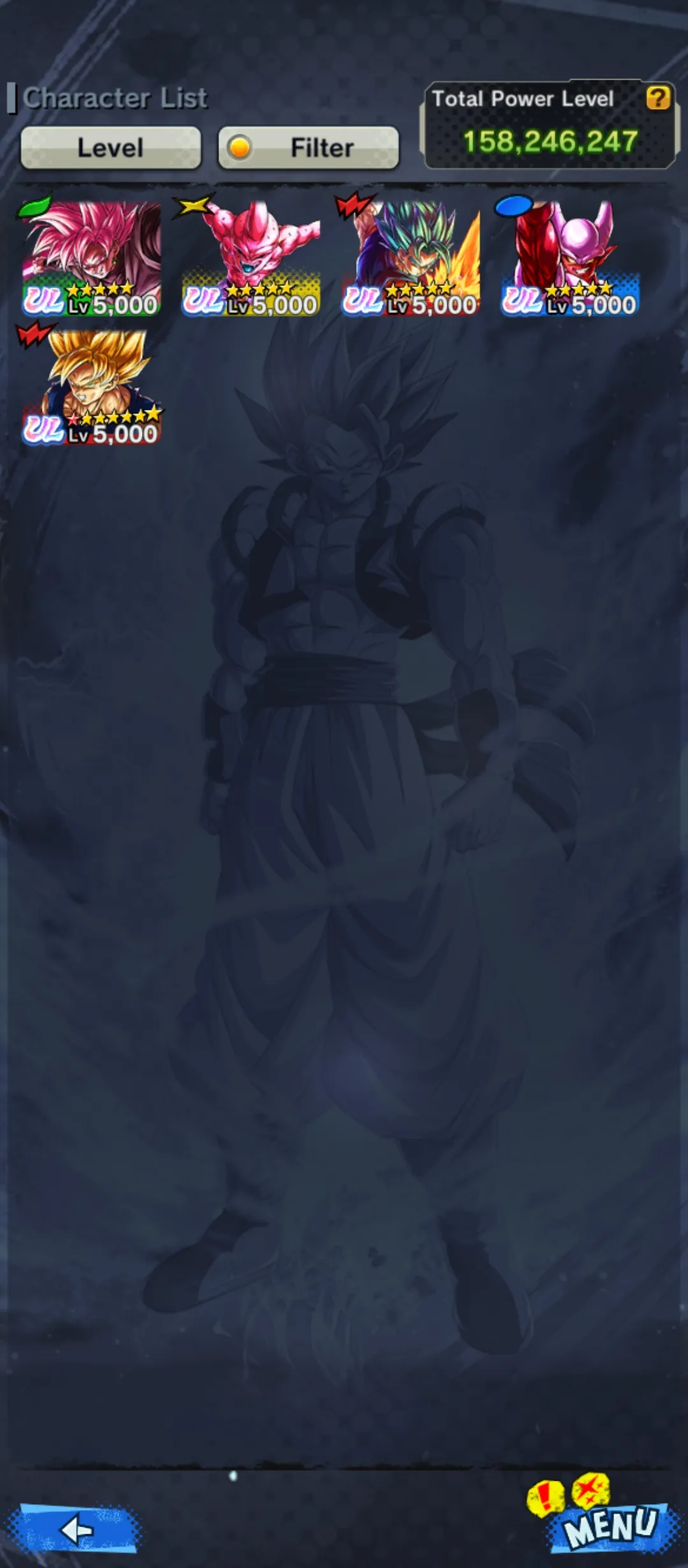 Good Acc-5 UL(Vegito Blue+Rose+Jamnemba+Buu Kid)+Team GT-28 Legends Limited+Sparking+Zenkai Good star+Vip Equipment-Ultimate Gohan+Vegeta and Goku+Pikkon+Goku Uis+Beast Gohan+SS4 Gogeta+SS4 Goku and Vegeta+Goku GT-DR532