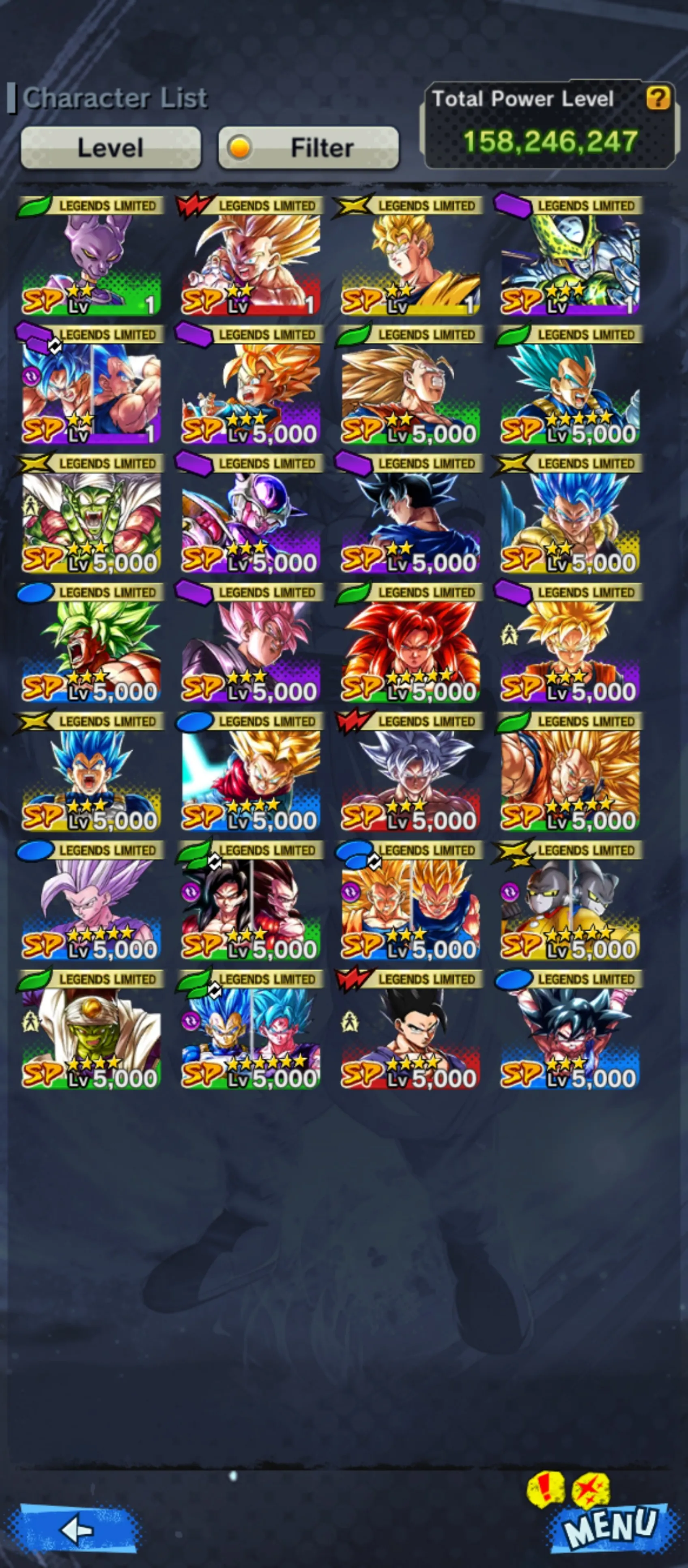 Good Acc-5 UL(Vegito Blue+Rose+Jamnemba+Buu Kid)+Team GT-28 Legends Limited+Sparking+Zenkai Good star+Vip Equipment-Ultimate Gohan+Vegeta and Goku+Pikkon+Goku Uis+Beast Gohan+SS4 Gogeta+SS4 Goku and Vegeta+Goku GT-DR532