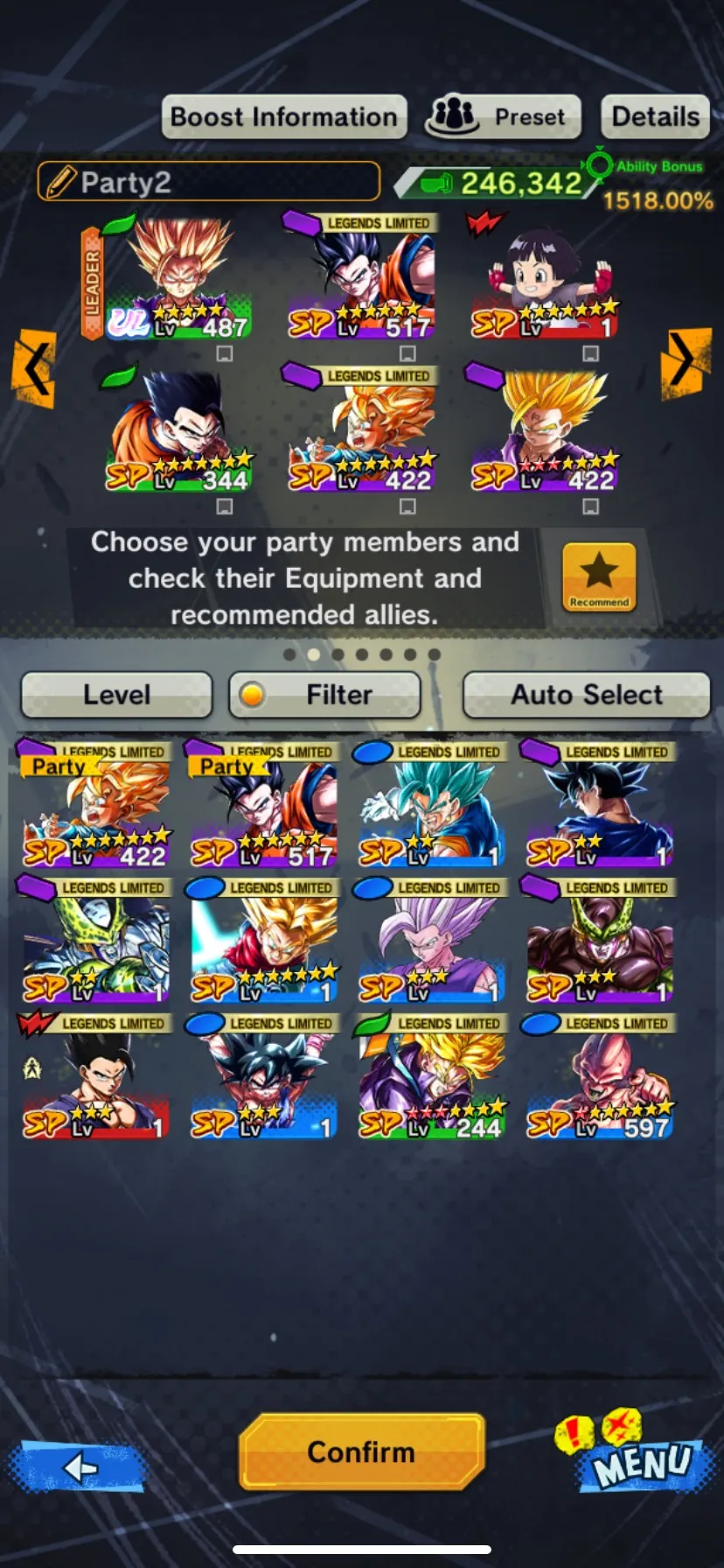 DR642-IOS+Android-Team Gohan-UL Gohan+New Ultimate Gohan-Beast Gohan+Ultimate Gohan V2+Trunks Teen 11 Red Star+Goku GT+Goku UIs-Have Equipment-DR642