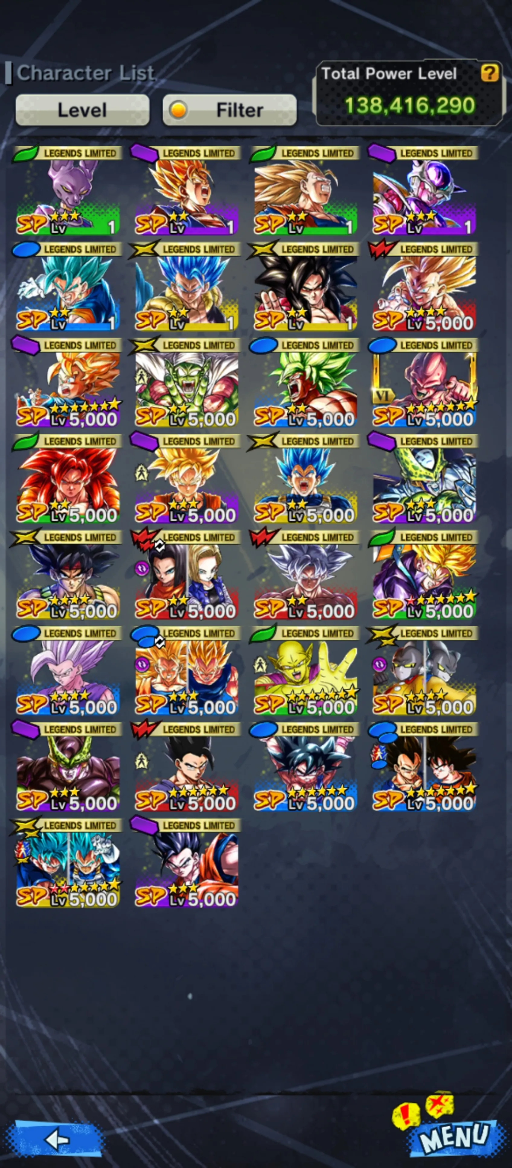 IOS+Android-Full Team Gohan+UL(Gohan+Frieza)+30 Legends Limited+Vip Equipment+New Ultimate Gohan+2 New Fusion God SS Goku and Vegeta+Vegeta and Goku+Goku GT+Piccolo+Goku Uis+SS4 Gogeta+God SS Vegtio+God SS Gogeta+Gammar 1 2+SS4 Goku-DR651