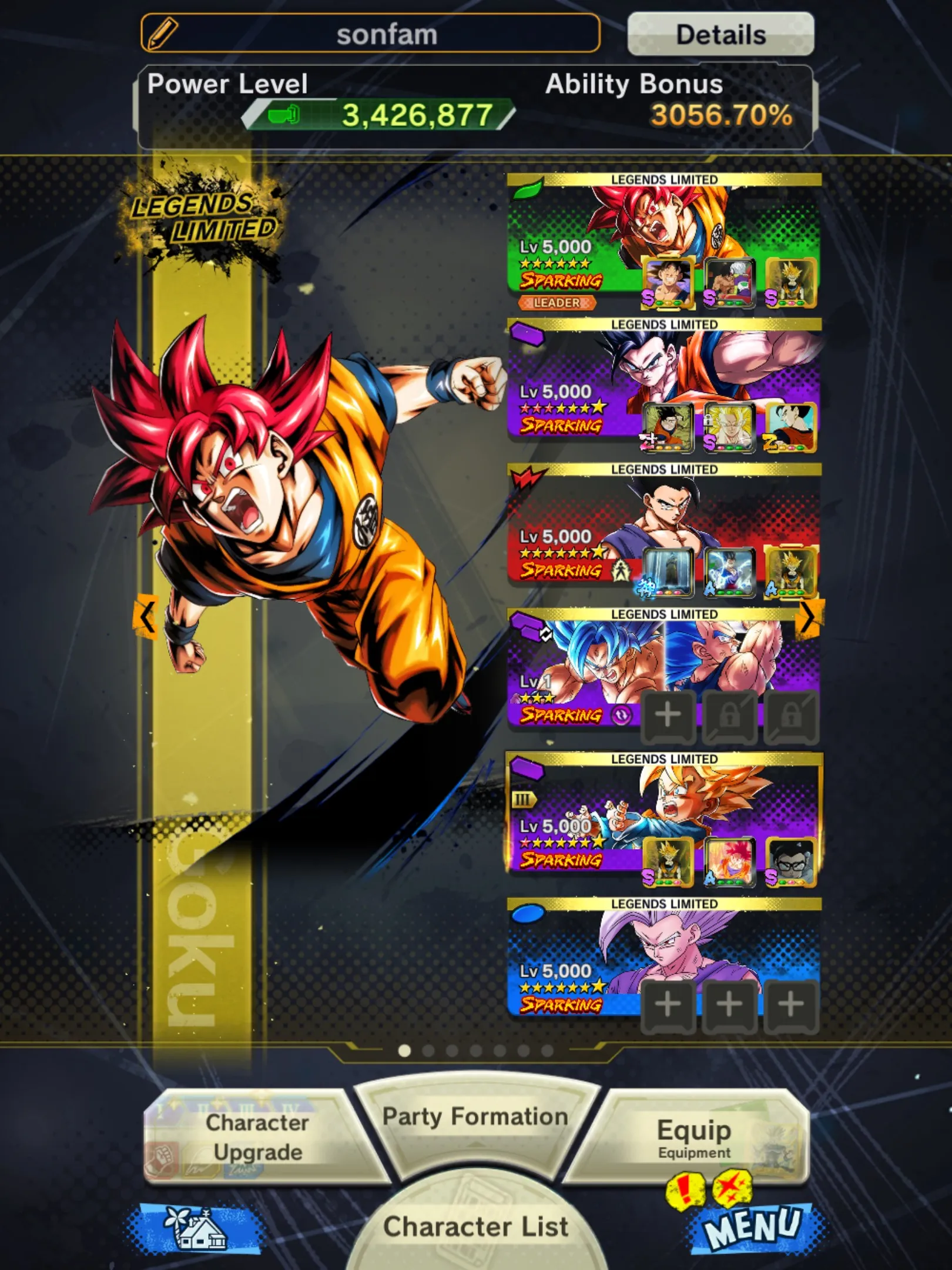 IOS+Android-Vip Acc-5 UL(Gohan+Kaioken+Super Gogeta+Rose)+Full Team Gohan+28 Legends Limited+Vip Equipment+New Ultimate Gohan+Fusion God SS Goku and Vegeta+Beast Gohan+Goku Uis+Namek Goku+God SS Goku-DR657