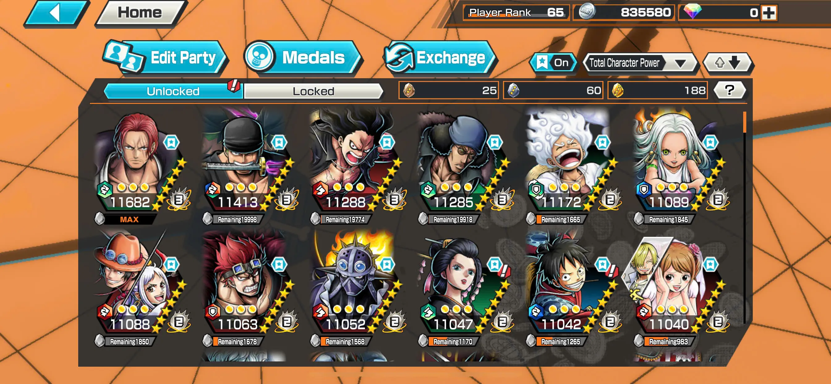 KC02-Hyperboost 63-IOS-Android-7 Ex(Akainu-Bigmom-Shanks V3-Zoro-Luffy G5-S Snake-Yamato Ace)-BF(Aokiji-King-Luffy)-SUP 166-Medal Good