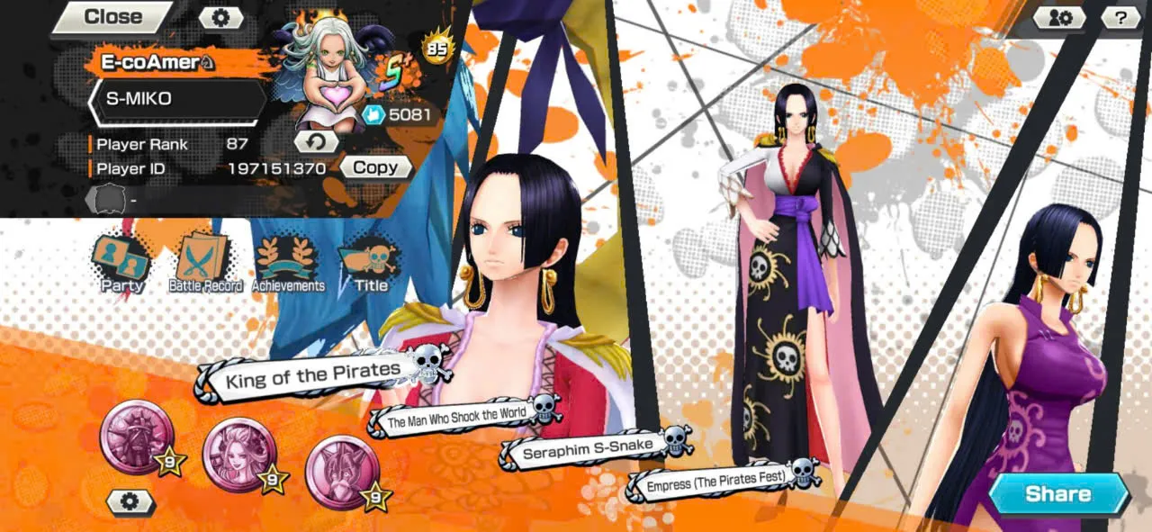 Vip Account-Hyber Boost 85-Roger V1 Full Boost 4+8 Ex(Luffy Gear 5+S-Snake+White Beard+Kid Law+Shank V4+Akainu+Kaido)+Support 167%+Good Medal-KC19