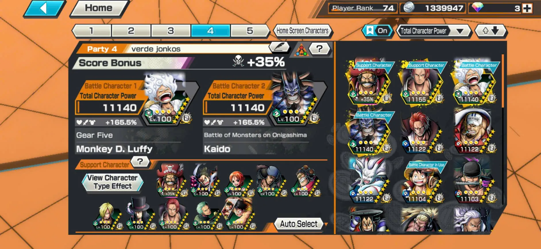 Vip Acc-Hyber Boost 63-Roger V1 Full Boost 4+10 Ex(Luffy Gear 5+Shank Red+Kaido v3+Shank Blue+Zoro+Yamato V2+Luffy+Oden)+Support 165%+Vip Medal-KC18