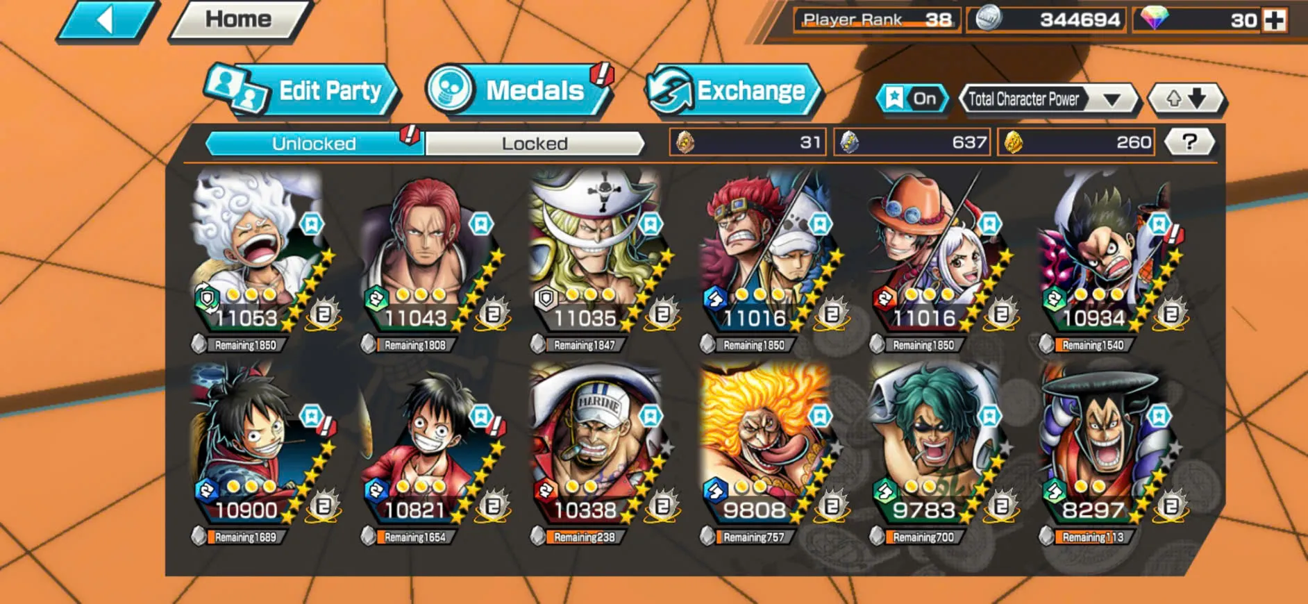 IOS+Android-Hyber Boost 31+6 Ex Meta(Yamato Ace+Shanks Red+Luffy Gear 5+White Beard+Kid Law+Oden+Akainu+Big mom)+Support 160%+Good Medal-KC15