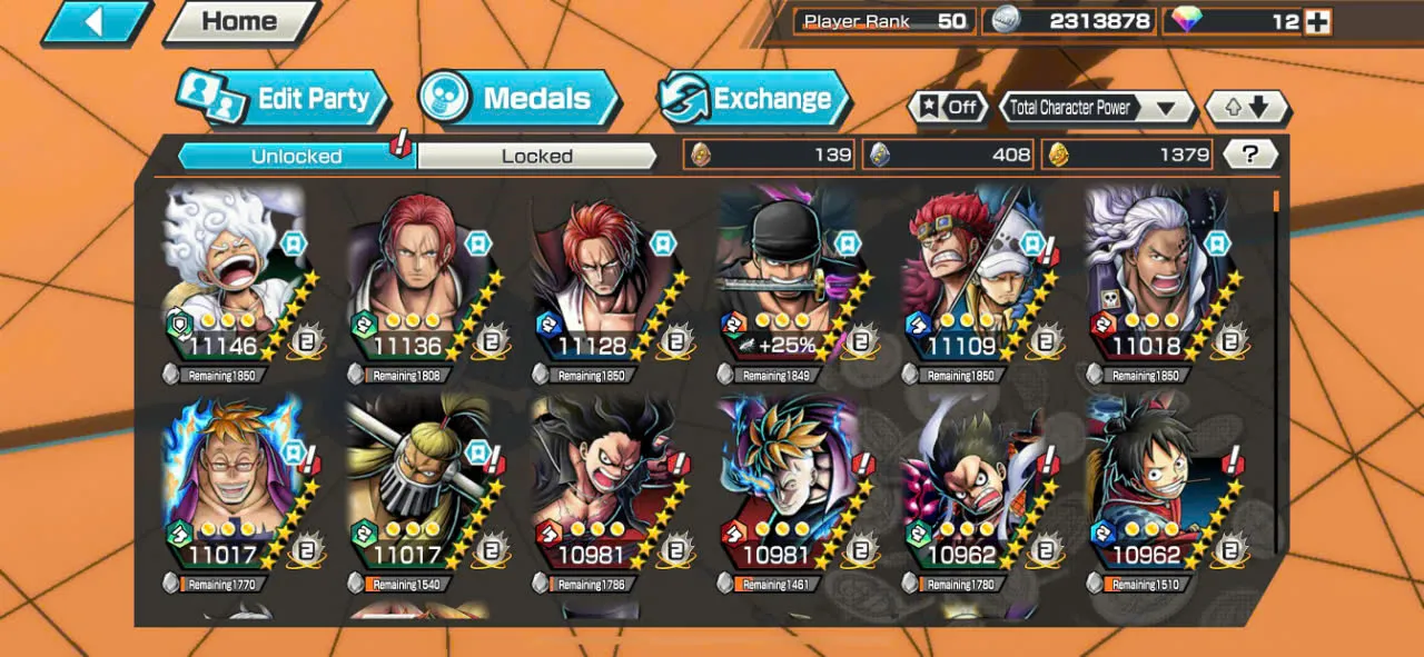 IOS+Android+Hyber Boost 62+5 Ex Max(Kid Law+Gear %+Zoro+Shank Red+Shank Blue)+Support 162%+Alber Max+Jack Max+Good Medal+Items-KC12