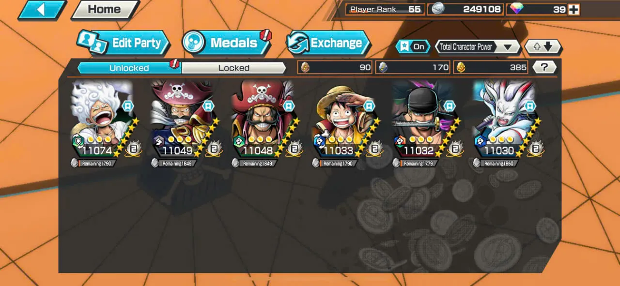 IOS+Android-Hyber Boost 30-6 Ex Max(Luffy Gear 5+Zoro+Roger V2+Roger V1+Luffy+Yamato Hybrid)+Support 162%+Medal Good+Good BFs King Alber Max-KC10