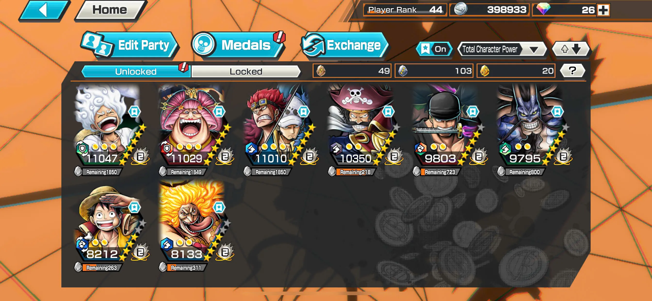 IOS+Android-Hyber Boost 30-8 Ex(Luffy Gear 5+Zoro+Kid Law+Roger V2+Kaido V3+Big Mom+Luffy)+Support 157%+Medal Good+Good BFs-KC09