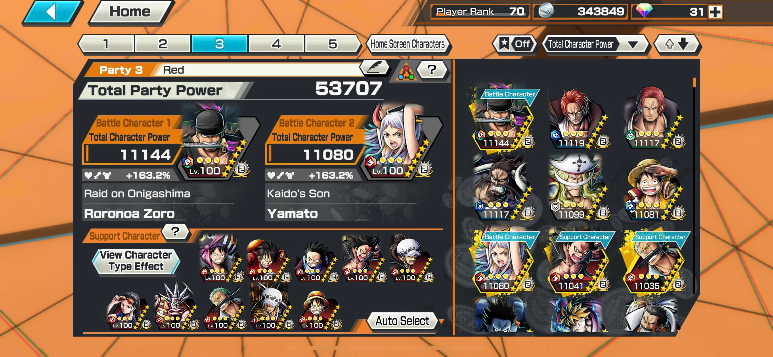 IOS+Android-Hyber Boost 52+9/7 Ex 11k Power(Zoro+White Beard+Shank Red+Lucci+Roger v2+Luffy+Shank Blue+Yamato+Kaido)+Support 163%+Good Medal+Many BF Max-KC08