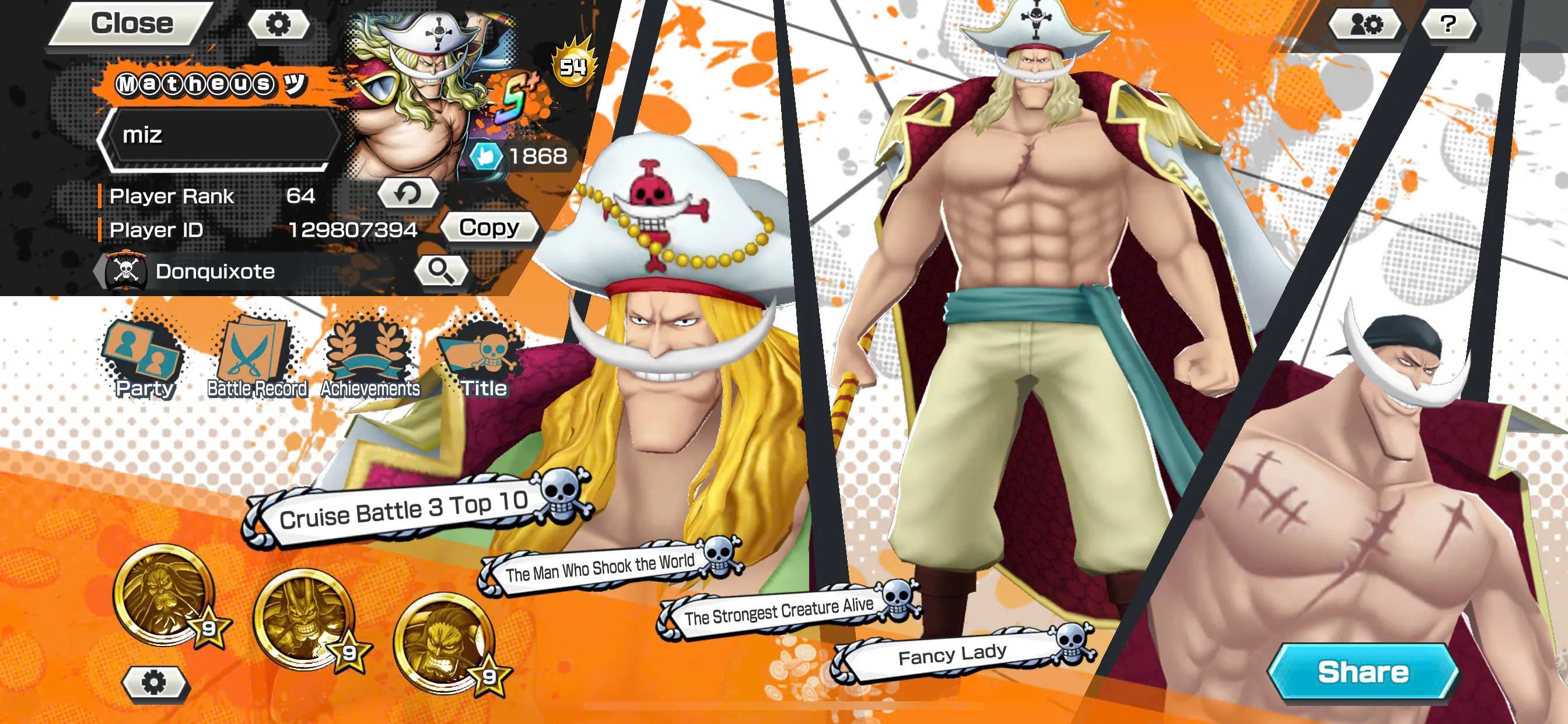 IOS+Android-Hyber Boost 54+6 Ex Meta(Yamato Ace+Shanks Red+Luffy Gear 5+White Beard+Yamato V3+Kaido)+Support 162%+Yasopp max+Ulti max+Good Medal-KC06