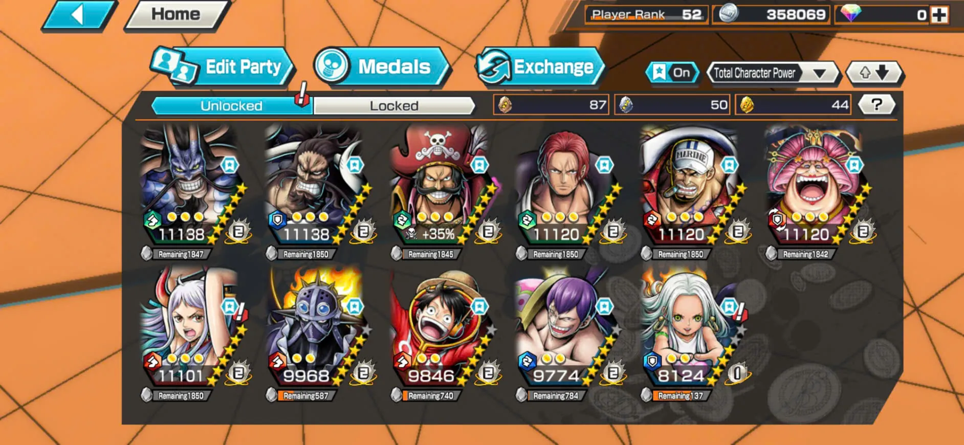 Hyber Boost 62-8 Ex(Roger V1-Kaido V3-Shanks Red-S-Snake-Kaido V2-Big Mom-Akainu)-Egghead Luffy-Support 162,6%-KC03