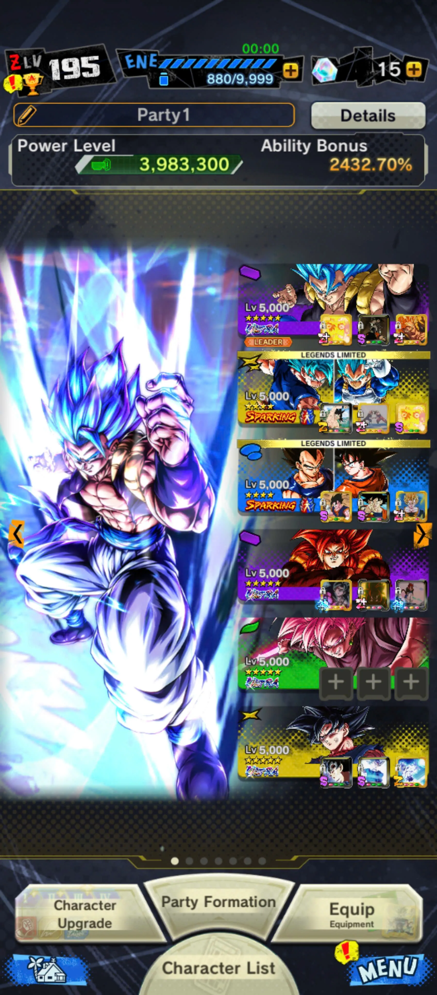 Team Fusions-5 UL(SS4 Gogeta+Goku Uis+Gogeta+Rose)+22 Legends Limited+Good Equipment+2 New Fusions+SS3 Goku+God Vegito+God Gogeta+Broly-DR881