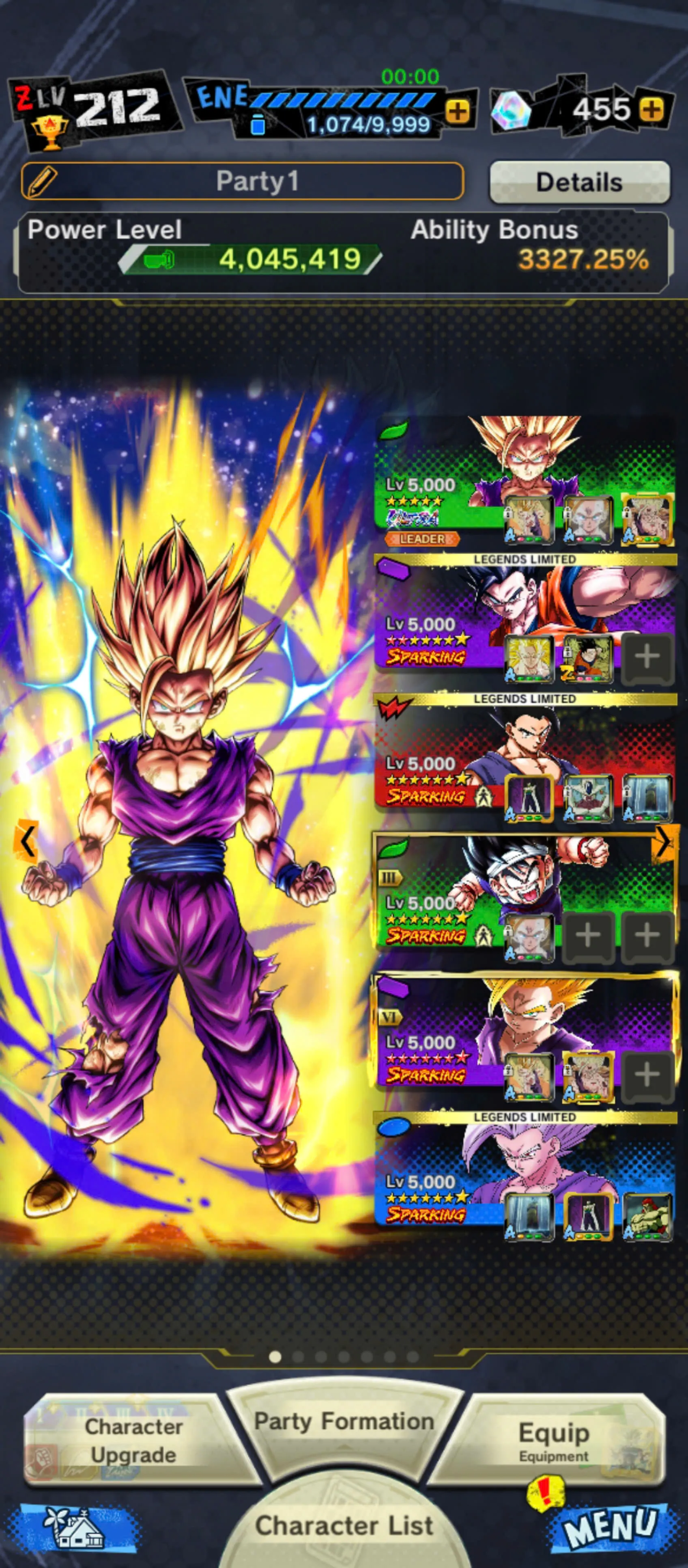 DR907-VIP Team Gohan-ULGohan+New Ultimate Gohan Red Star+Gohan Purple+Beast Gohan+18 Legends Limited-Good Equipment