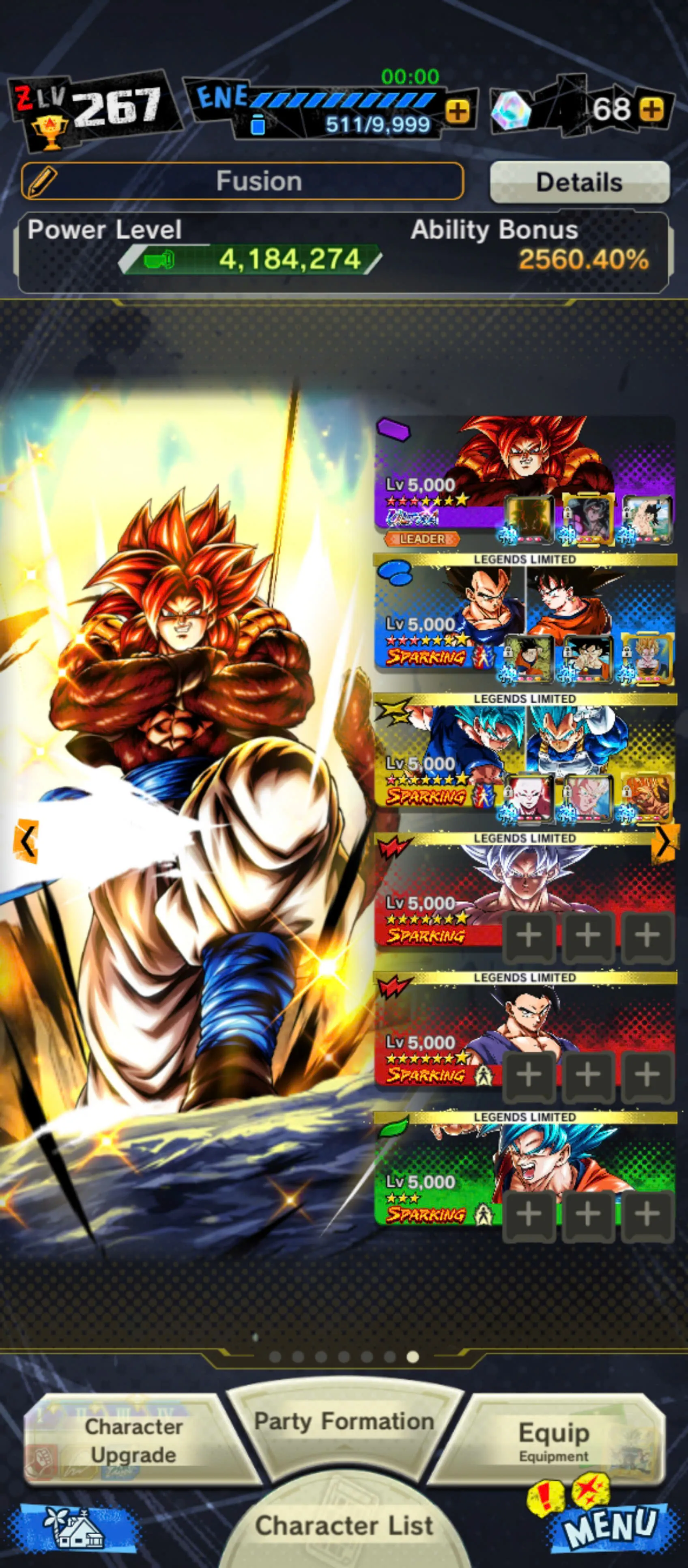 DR930-Vip Account-5 UL(SS4 Gogeta+Turles+Vegeta+Shenron)+44 Legends Good Star+Vip Equipment+Zenkai and Sparking Red Star+Many Good Team PVP
