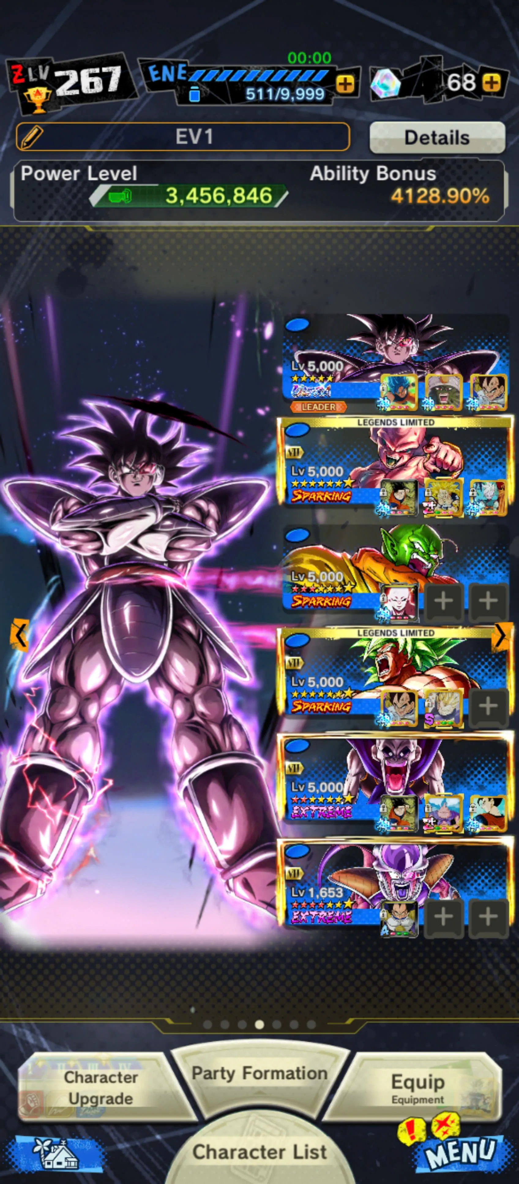 DR930-Vip Account-5 UL(SS4 Gogeta+Turles+Vegeta+Shenron)+44 Legends Good Star+Vip Equipment+Zenkai and Sparking Red Star+Many Good Team PVP