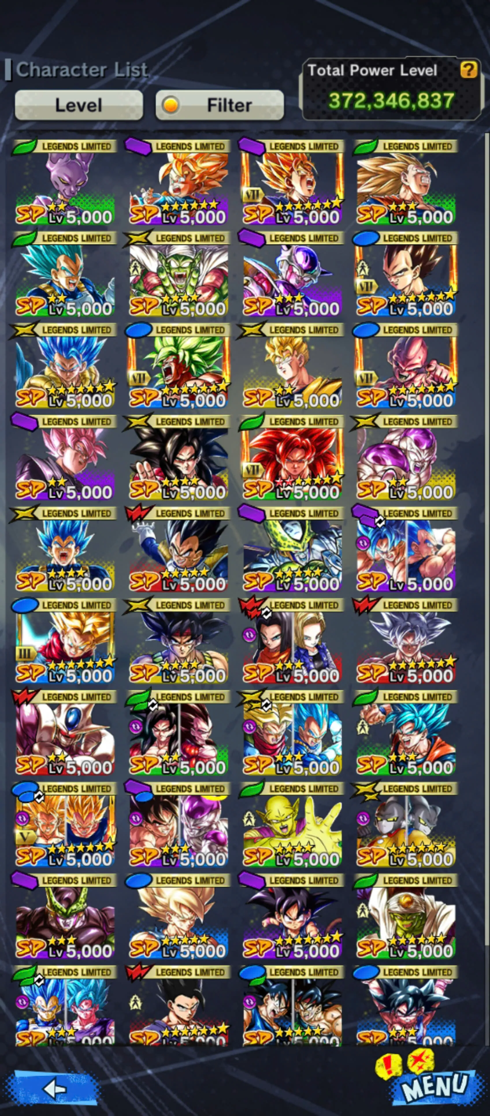 DR930-Vip Account-5 UL(SS4 Gogeta+Turles+Vegeta+Shenron)+44 Legends Good Star+Vip Equipment+Zenkai and Sparking Red Star+Many Good Team PVP