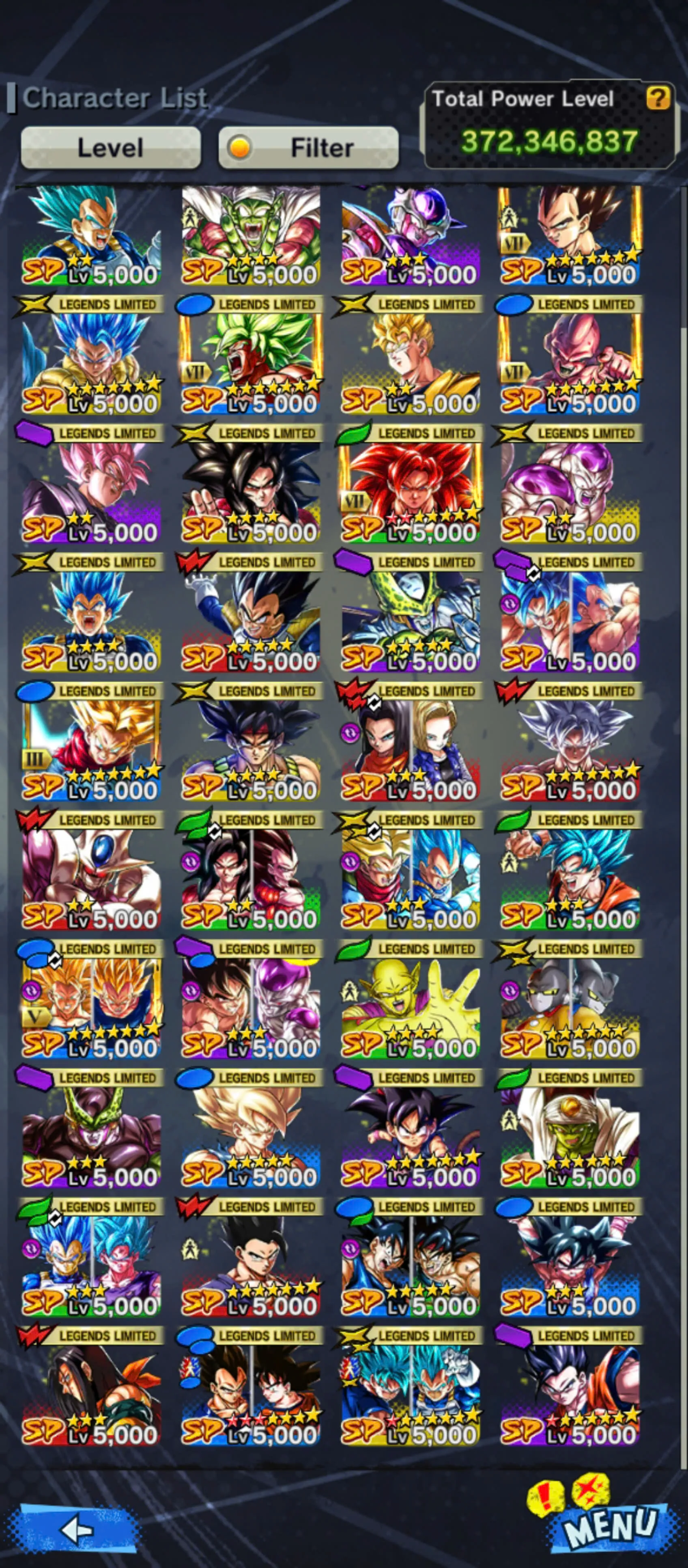 DR930-Vip Account-5 UL(SS4 Gogeta+Turles+Vegeta+Shenron)+44 Legends Good Star+Vip Equipment+Zenkai and Sparking Red Star+Many Good Team PVP