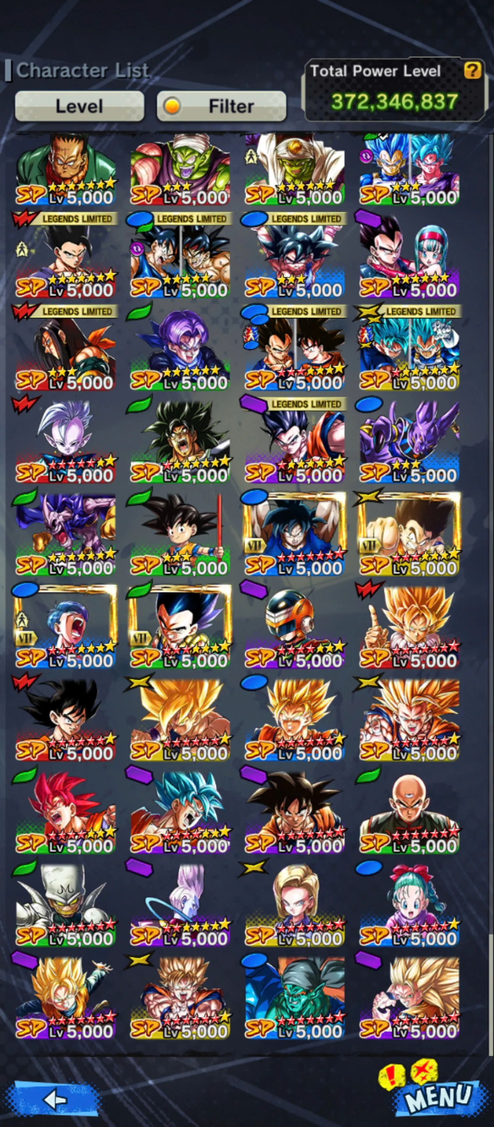 DR930-Vip Account-5 UL(SS4 Gogeta+Turles+Vegeta+Shenron)+44 Legends Good Star+Vip Equipment+Zenkai and Sparking Red Star+Many Good Team PVP